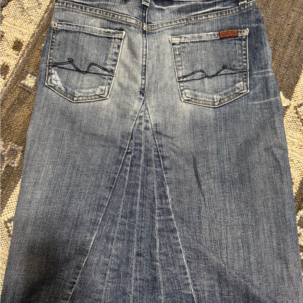 7 for all Mankind sz 26 (4/6) XS womens denim jean midi skirt. - Picture 2 of 4